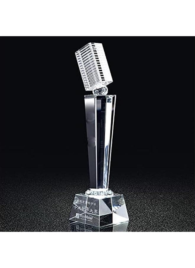 1pc Fancy Crystal Music Voice Cup Figurines Microphone Award Trophy Crystals Statue for Singing Souvenir Gifts