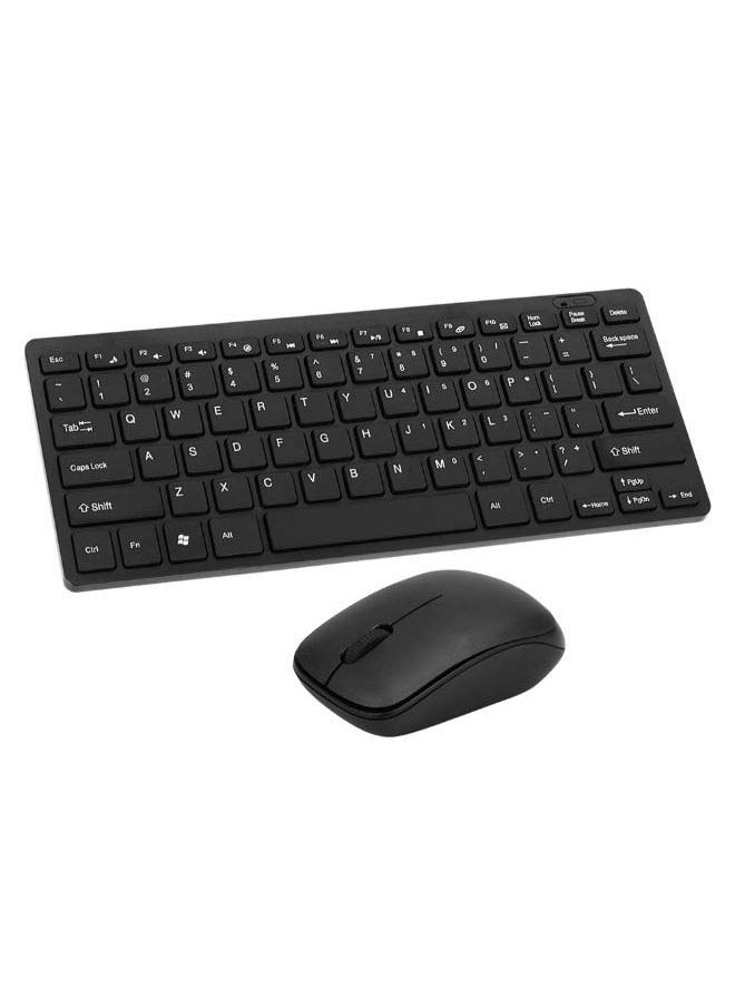 Portable Wireless Keyboard With Mouse Set English Black