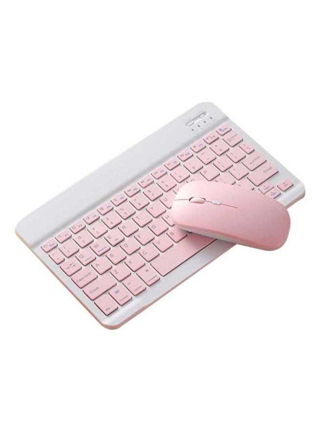 Wireless Bluetooth Three System Universal Mobilephone and Tablet Keyboard with Mouse Set - English Pink
