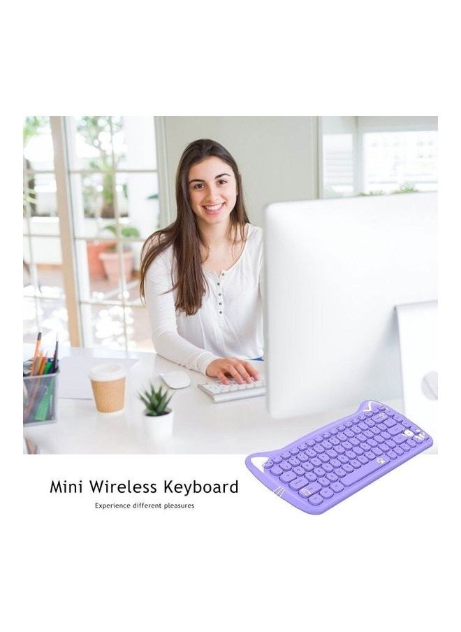 A3060 - Cute Cat Purple PC Wireless Keyboard and Mouse Set USB, Retro Typewriter Round Key caps 65 percent, Small Cordless Aesthetic Mouse, Compatible Mac Laptop Computer for office game Cute Cat Pu