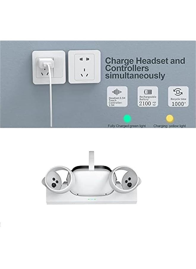 Charging Dock for Oculus Quest 2/Meta Quest 2,VR Headset Charging Stand Compatible with Oculus Quest 2 Accessories Wall Mount Charger Station, USB-C Link Cable