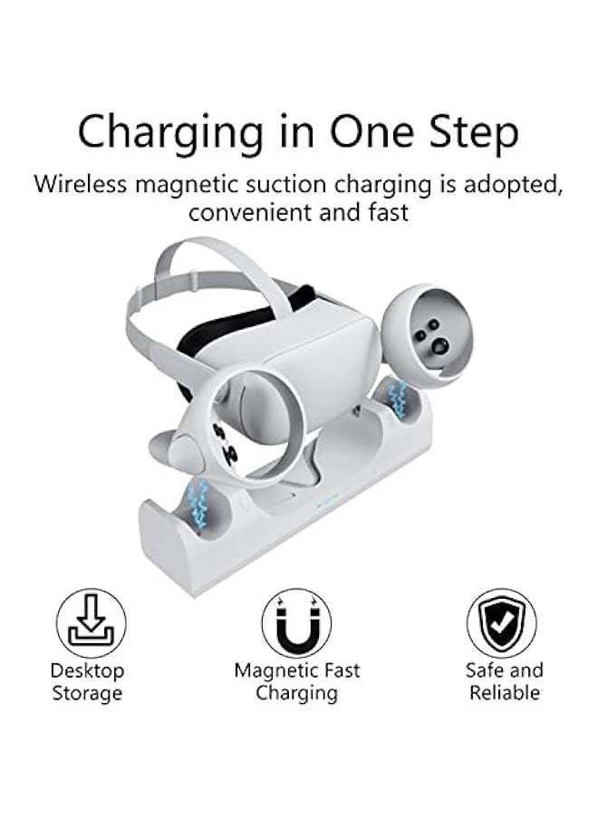 Charging Dock for Oculus Quest 2/Meta Quest 2,VR Headset Charging Stand Compatible with Oculus Quest 2 Accessories Wall Mount Charger Station, USB-C Link Cable