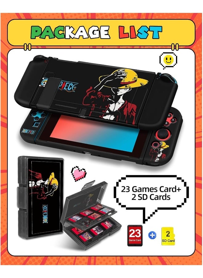 Nintendo Switch Case +24 Switch Game Stand, Anime Slim Protective Case Soft Case for Kids Boys Teens Girls Teen Girls, Funny Manga Cover