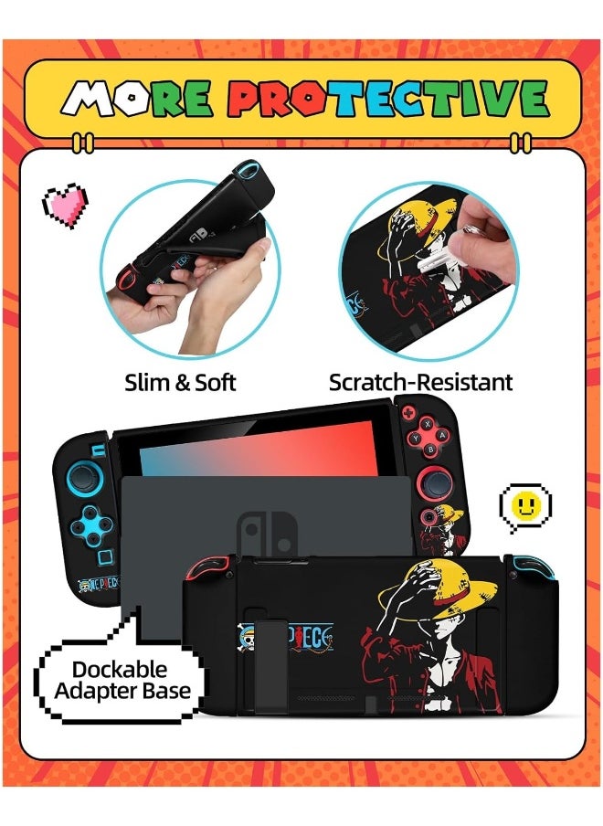 Nintendo Switch Case +24 Switch Game Stand, Anime Slim Protective Case Soft Case for Kids Boys Teens Girls Teen Girls, Funny Manga Cover
