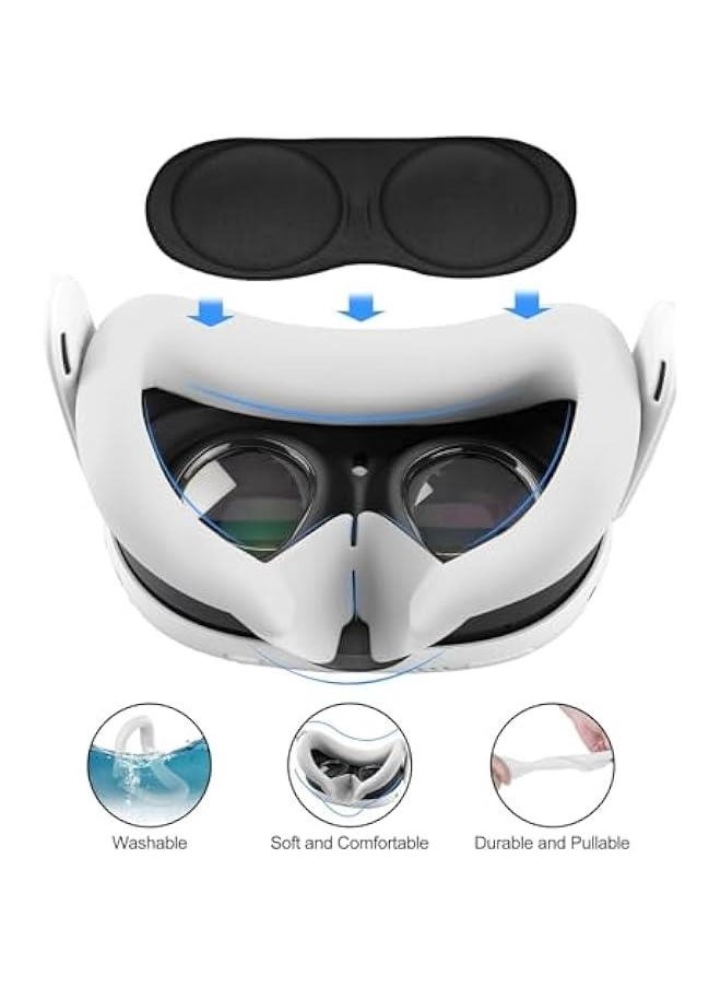 VR Accessories for Meta Quest 3, 6 in 1 Silicone Protective Case Set for Oculus Quest 3, Controller Grip Cover, VR Shell Cover, Face Cover (White)