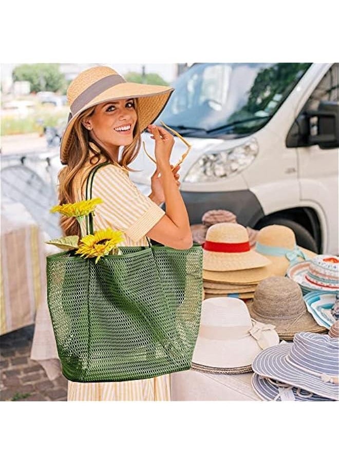 Beach Mesh Tote Bag, Casual Tote Bag Hobo Women Foldable MAX 23L Shoulder Bag For Beach Picnic Vacation