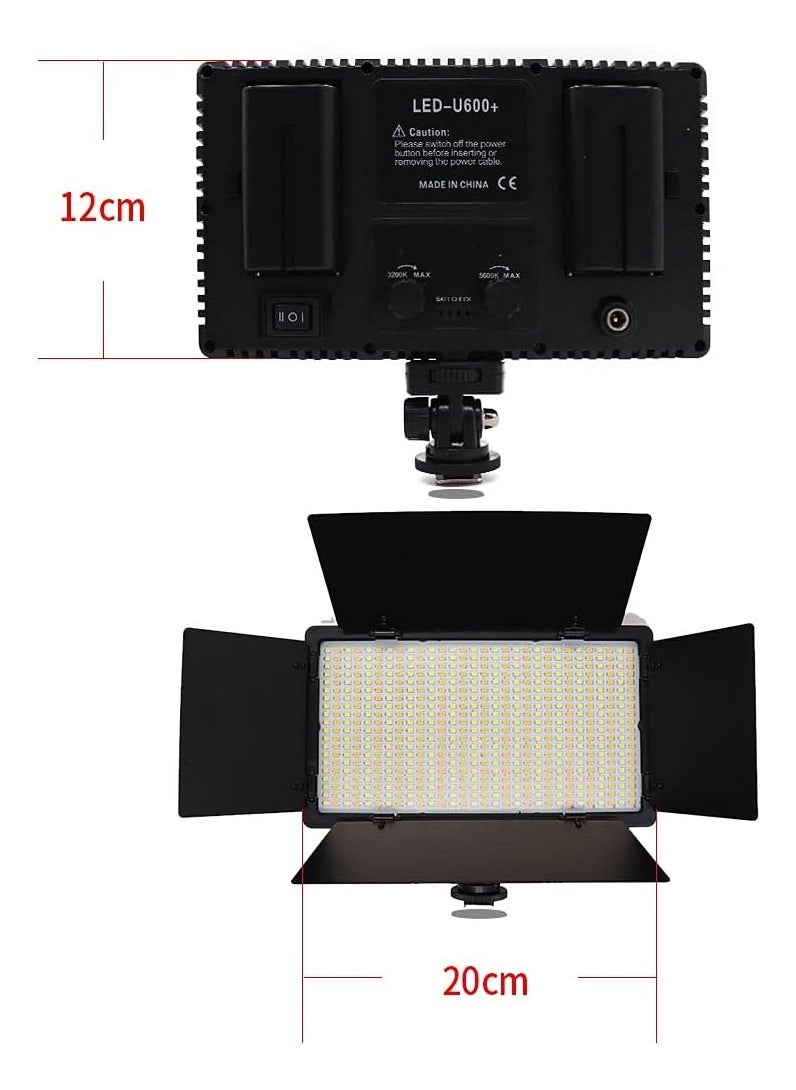 600 LED light video light kit , rechargeable and plug-powered camera video light, 3200K-5600K camera video light， rechargeable and plug-powered video conference live light (LED LIGHT)