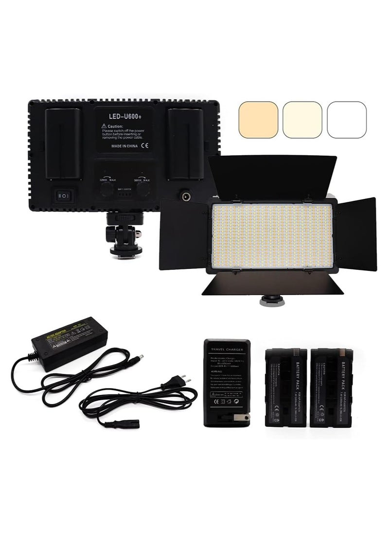 600 LED light video light kit , rechargeable and plug-powered camera video light, 3200K-5600K camera video light， rechargeable and plug-powered video conference live light (LED LIGHT)