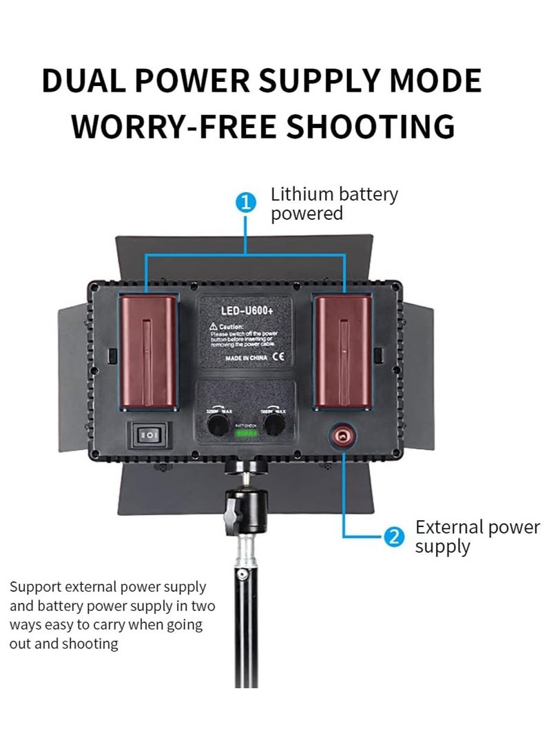 600 LED light video light kit , rechargeable and plug-powered camera video light, 3200K-5600K camera video light， rechargeable and plug-powered video conference live light (LED LIGHT)