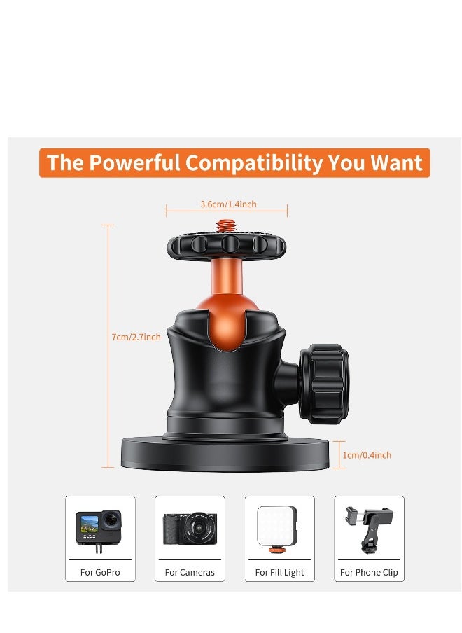 Magnet Camera Mount for GoPro,Magnetic Mount Base Stand with 1/4-20 Thread Camera Mount with 360° Ball Head for Car Body with GoPro Max Hero 11 10 9 8 7 6 5/DJI Osmo/AKASO/SJCAM/Action