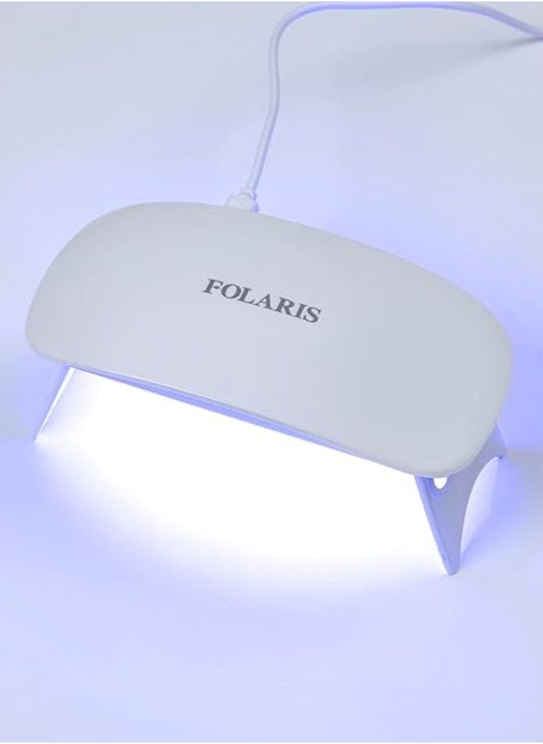 Mini UV LED Nail Lamp for Gel Polish, Portable Lightweight Quick-Dry Nail Curing Light for Manicure & Pedicure, USB Powered, Fits Purse Bag Pocket, Travel-Friendly (White)