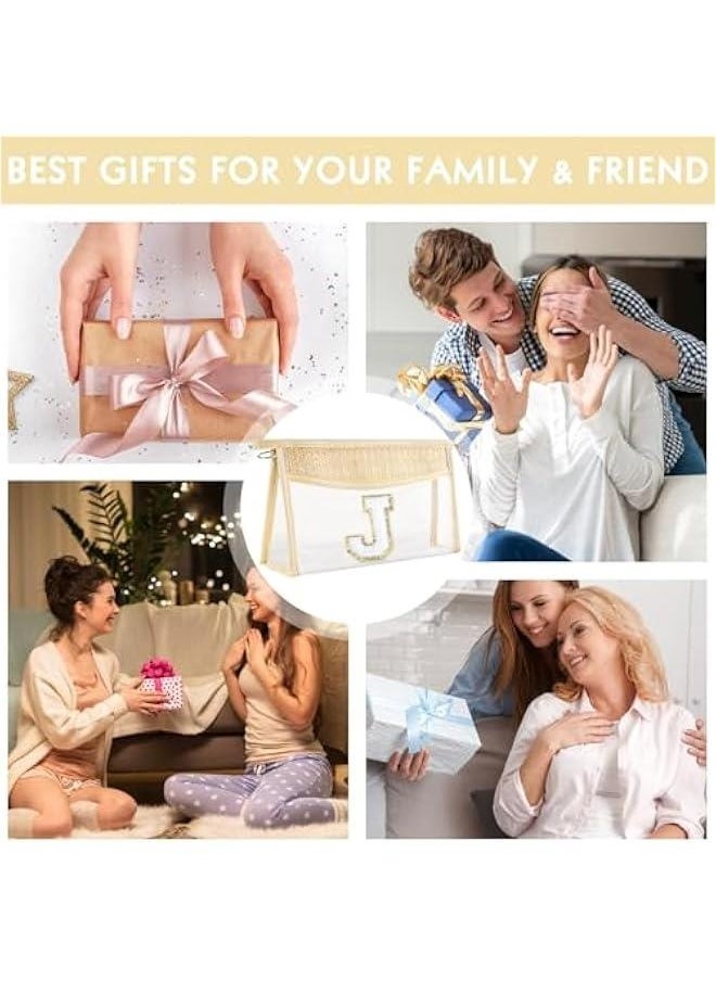 Boho Straw Clear Makeup Bag Small Initial Cosmetic Bags Personalized Chenille Letter Patch Beach Bag Zipper Makeup Organizer Pouch Travel Essentials Waterproof Toiletry Bag for Women Girls J