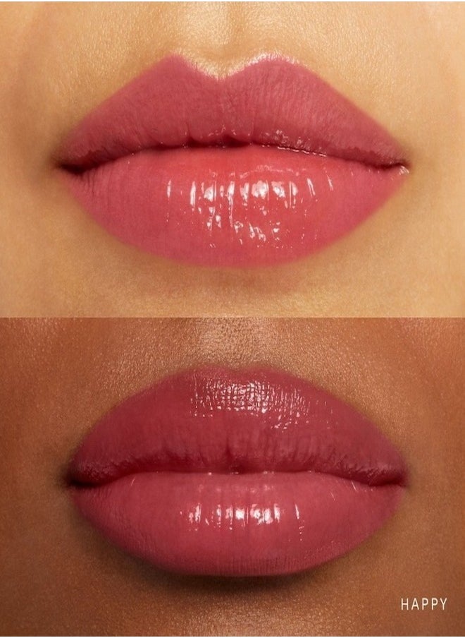 Soft Pinch Tinted Lip Oil - Happy (Cool Pink, 3ml) - Hydrating, Lightweight, and Long-Lasting Lip Tint with a Glossy Finish