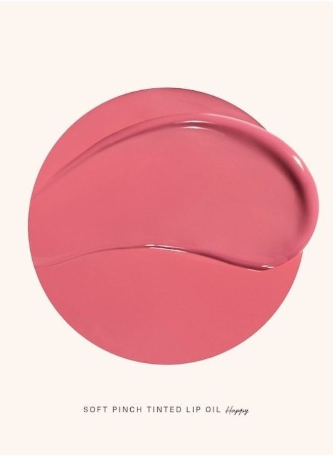 Soft Pinch Tinted Lip Oil - Happy (Cool Pink, 3ml) - Hydrating, Lightweight, and Long-Lasting Lip Tint with a Glossy Finish