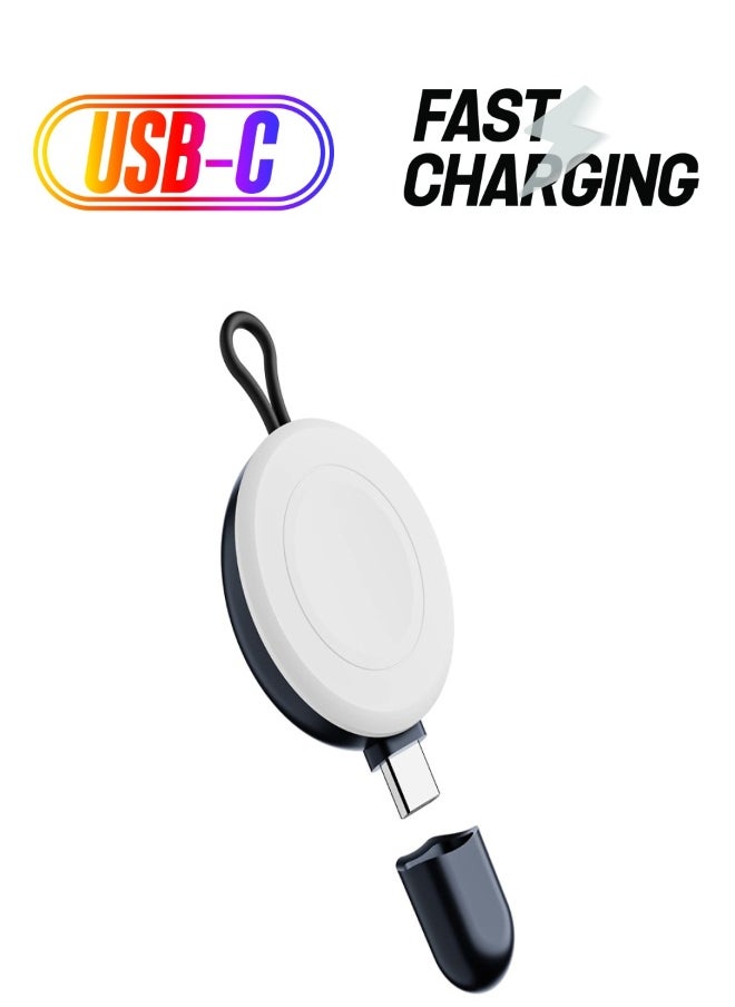 USB-C Charger for Apple Watch, Portable Wireless Magnetic Fast Charging Compatible with Apple iWatch Ultra/Series 8/7/6/5/4/3/SE Travel Pod Charger, Cordless Travel Charger Keychain