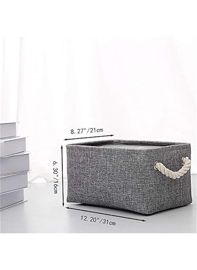 Fabric Storage Basket, Foldable Linen Storage Box for Nursery and Home, Collapsible Canvas Shelf Basket for Wardrobe or Bedroom, Grey