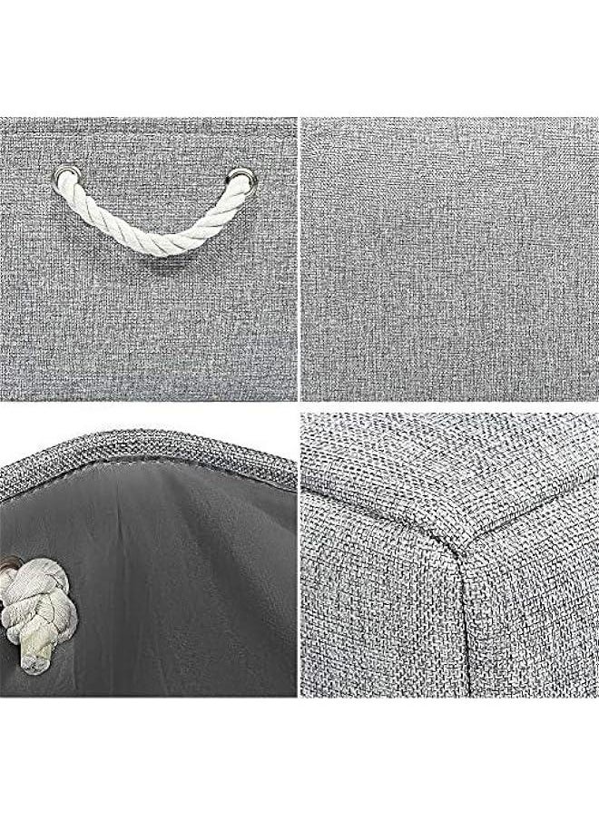 Fabric Storage Basket, Foldable Linen Storage Box for Nursery and Home, Collapsible Canvas Shelf Basket for Wardrobe or Bedroom, Grey