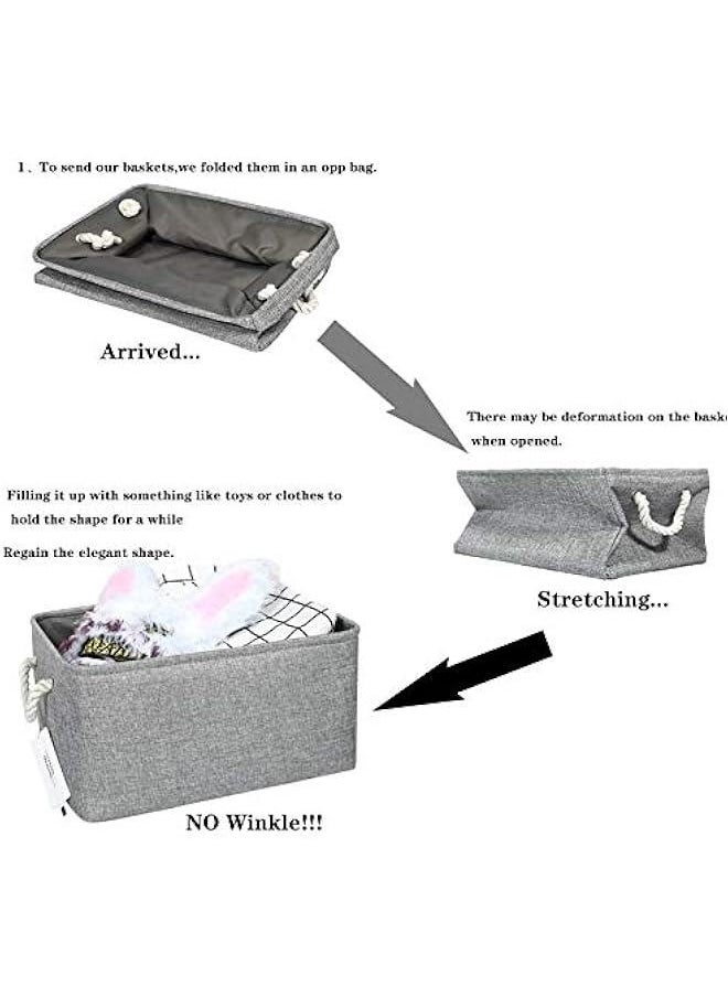 Fabric Storage Basket, Foldable Linen Storage Box for Nursery and Home, Collapsible Canvas Shelf Basket for Wardrobe or Bedroom, Grey