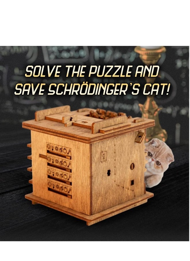Cluebox - Schroedingers Cat - Escape Room game - Puzzle box - 3D wooden puzzle - treasure box - gift box - 3D puzzles for adults - brain teaser - birthday gift gadget for men - money box