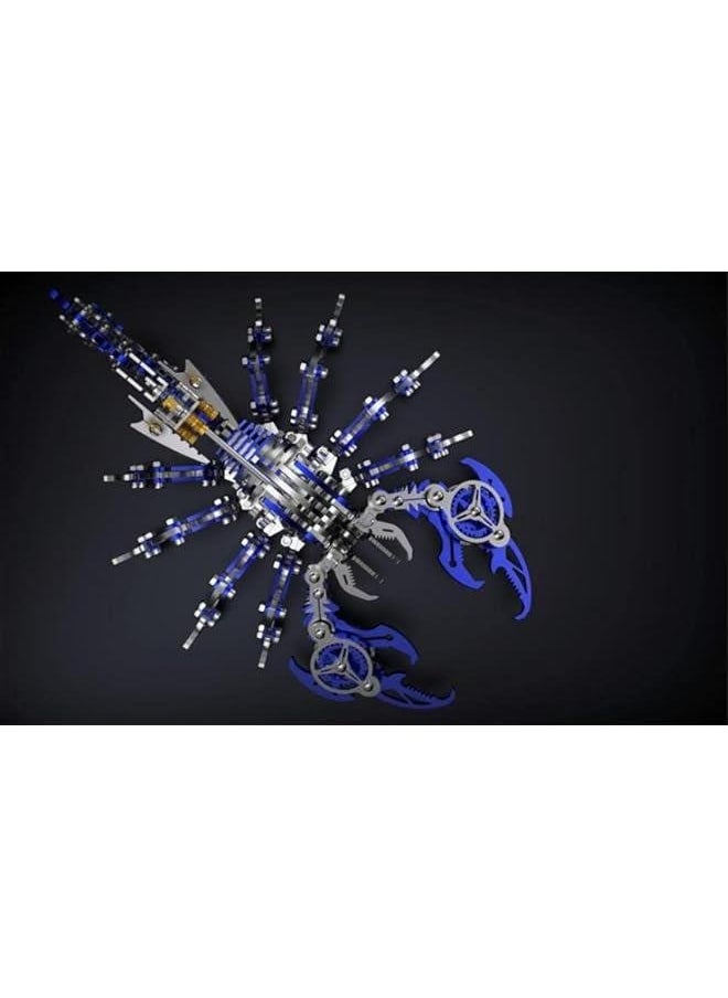 Colourful 3D Metal Puzzle Scorpion DIY Model Kit, Puzzle Jigsaw Scorpion King 3D Stainless Steel Ornaments (Blue)
