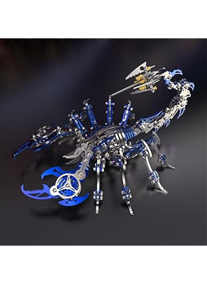 Colourful 3D Metal Puzzle Scorpion DIY Model Kit, Puzzle Jigsaw Scorpion King 3D Stainless Steel Ornaments (Blue)
