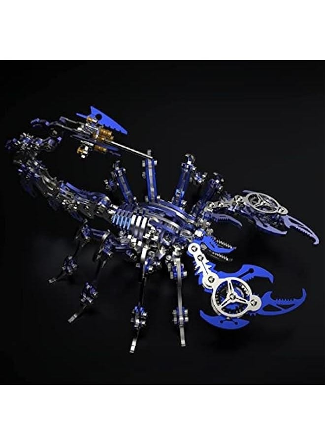 Colourful 3D Metal Puzzle Scorpion DIY Model Kit, Puzzle Jigsaw Scorpion King 3D Stainless Steel Ornaments (Blue)