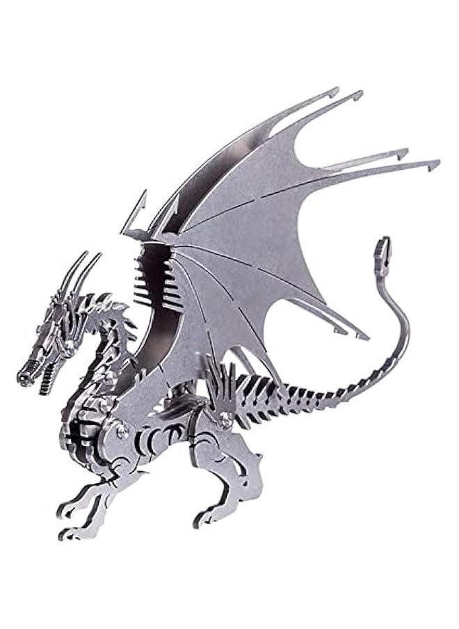 3D Metal Puzzle Fire Dragon Model Kit, Puzzle Jigsaw Fire Dragon 3D Stainless Steel Desk Ornaments (Fire Dragon)…