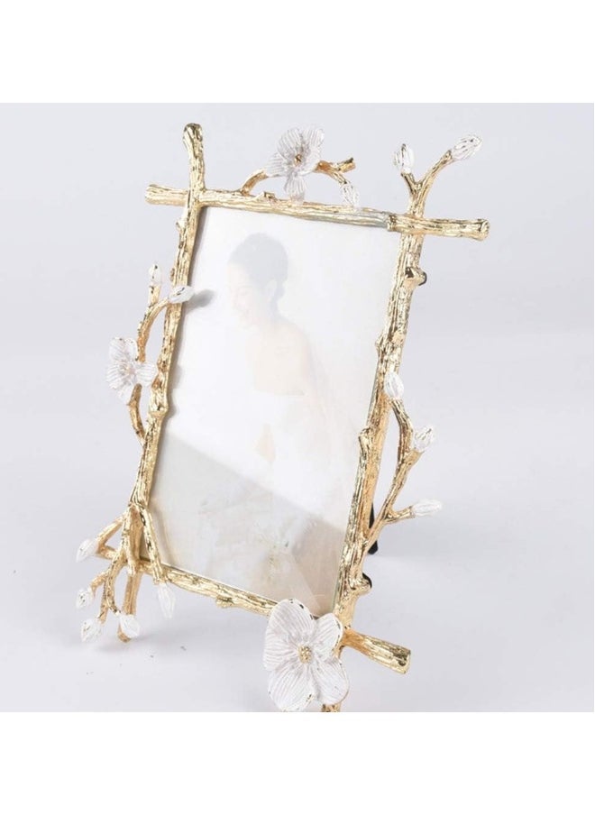 Decorative Photo Frame Vintage Photo Frame Modern Decorative Photo Table Desk Deluxe Enamel Photo Frame Metal Photo Display Stand For Home Office Bedroom Vintage Photo Frame
