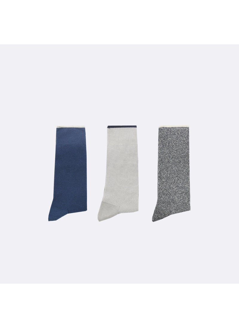 Set of 3X Socks - Blue, Grey and Beige