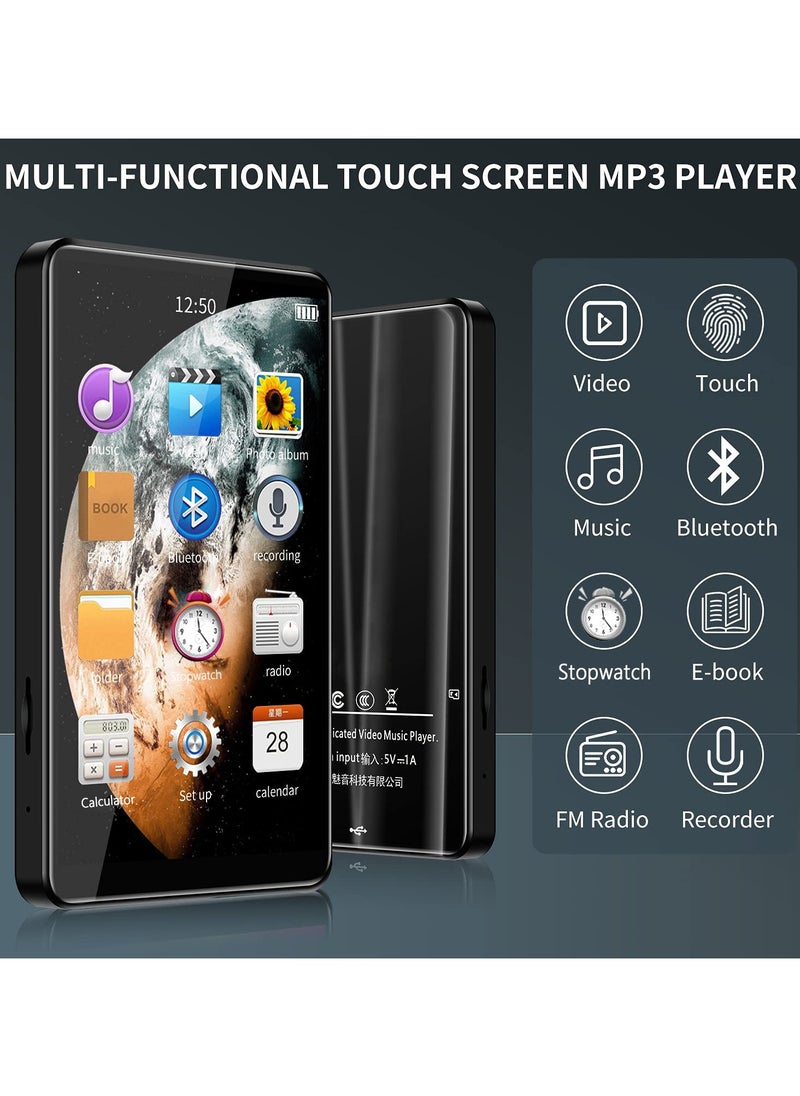 ​4.0-Inch Full Touch MP3/MP4 Music Player with Bluetooth, 1080P HD Video, 16GB Storage, Supports TF Card up to 256GB, HiFi Sound, FM Radio, Voice Recorder, E-Book Reader, Portable MP5 Player