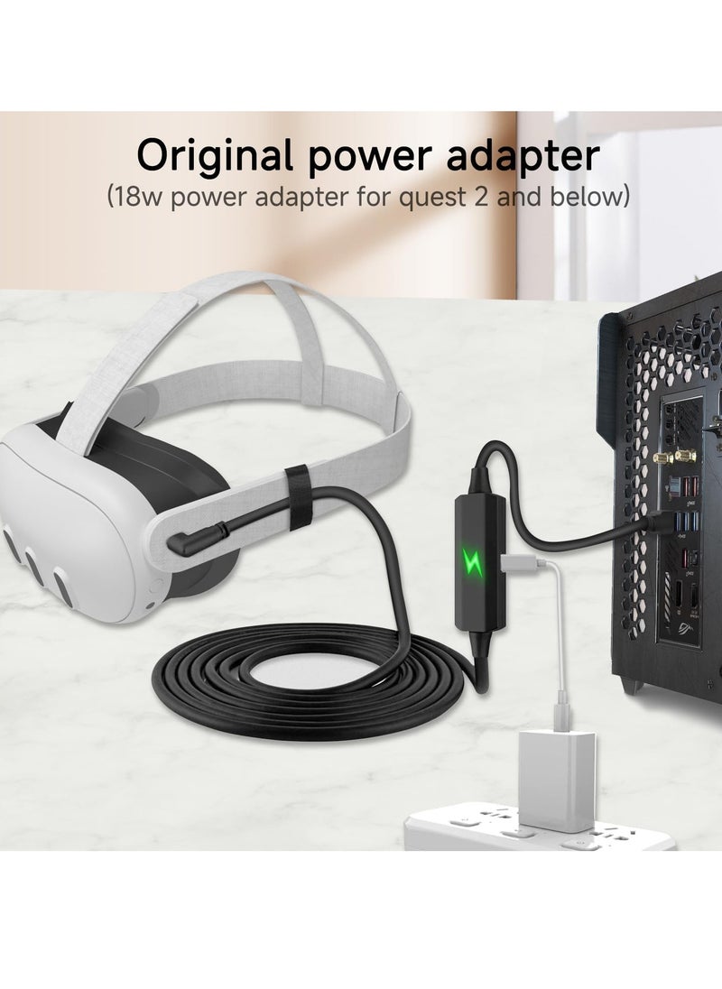 Link Cable Compatible with Meta Quest 3, Extend Playtime, 16FT USB A to USB C Charging Cable Compatible with Oculus Quest 2/ Pico VR Headset and PC Connection