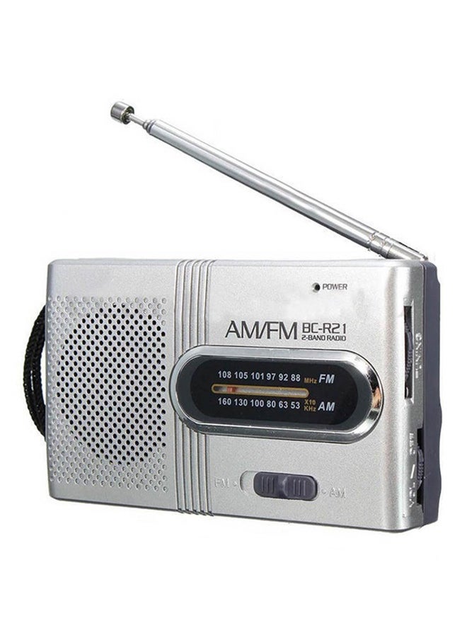 Mini Portable AM/FM Radio Speaker 295729 Silver/Black