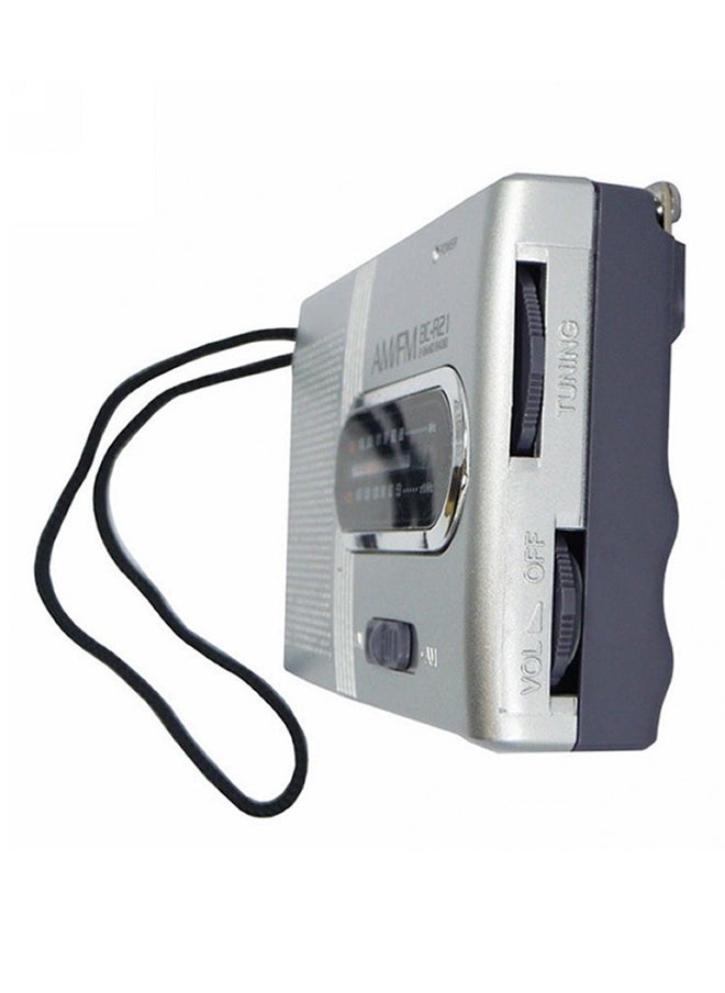 Mini Portable AM/FM Radio Speaker 295729 Silver/Black