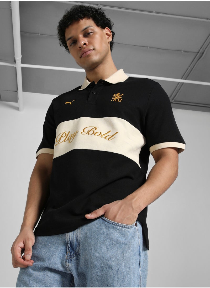 RCB Retro Mens Black Polo Shirt