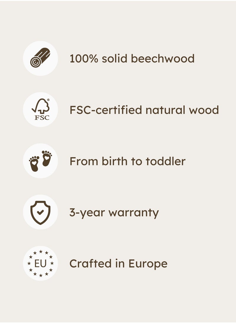 Mokee 2 in 1 Convertible Midi Cot bed - White Beech (140x70)