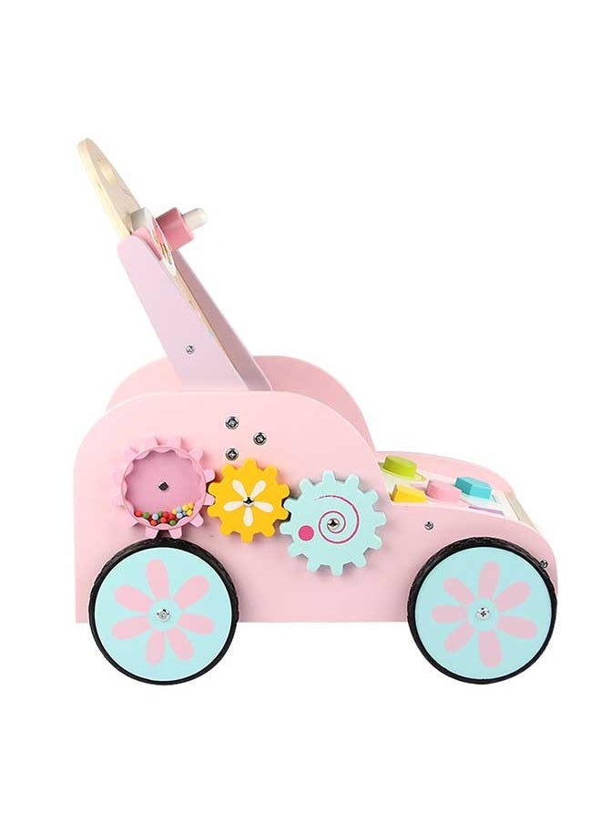 Wooden Push Wagon Baby Walker Cart With Wheels Outdoor Activity For Infant Playing