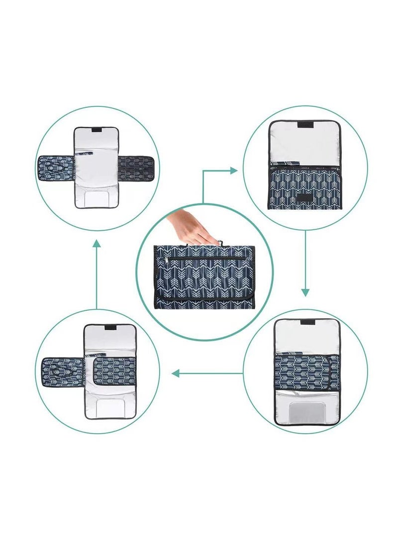 SYOSI, Portable Nappy Changing Mat with Pockets, Waterproof Foldable Infant Baby Changing Pad Baby Changing Pad Station