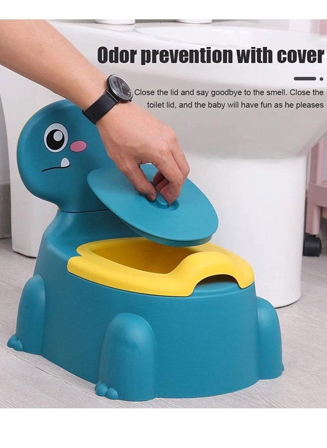 Cartoon Dinosaur Potty Training Toilet Chair for Baby from 1 year old Children Training Toilet Seat with Lid Toddler Urinal Blue