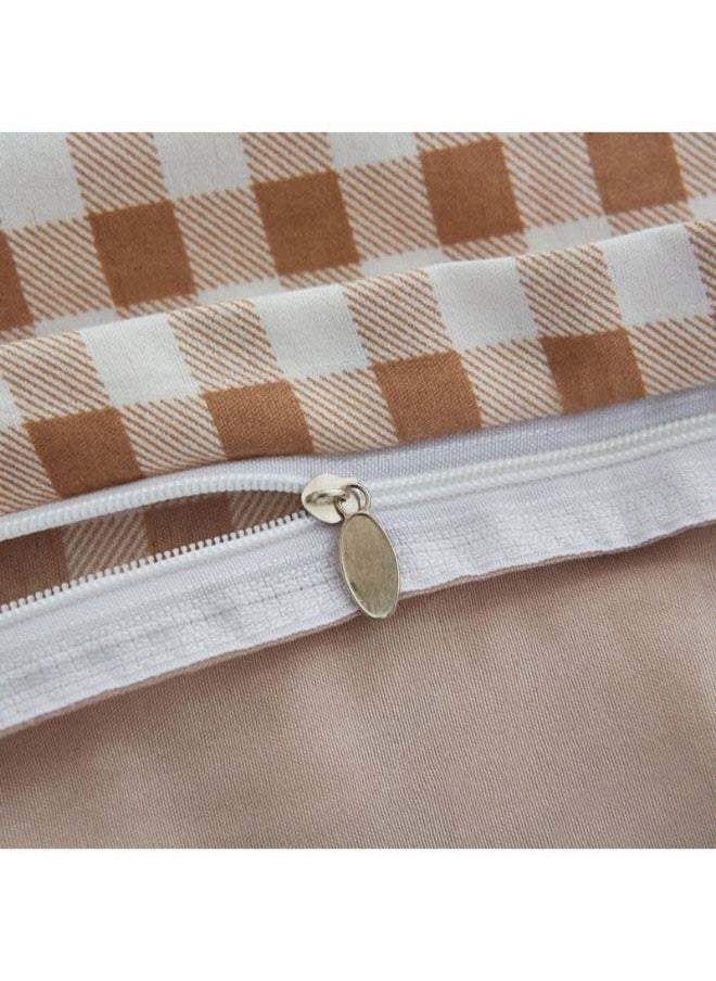 4-Piece European Style Jacquard Duvet Cover Set Polyester Brown/White