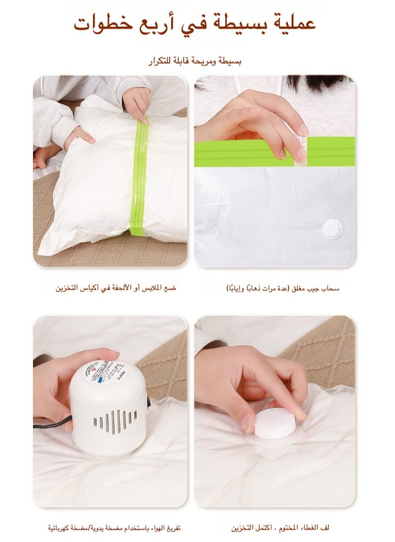 Portable Electric Pump for Vacuum Storage Bags – Fast 30s Air Compressor, Compact Travel & Home Clothes Organizer | Rechargeable Quiet Air Evacuator (White)
