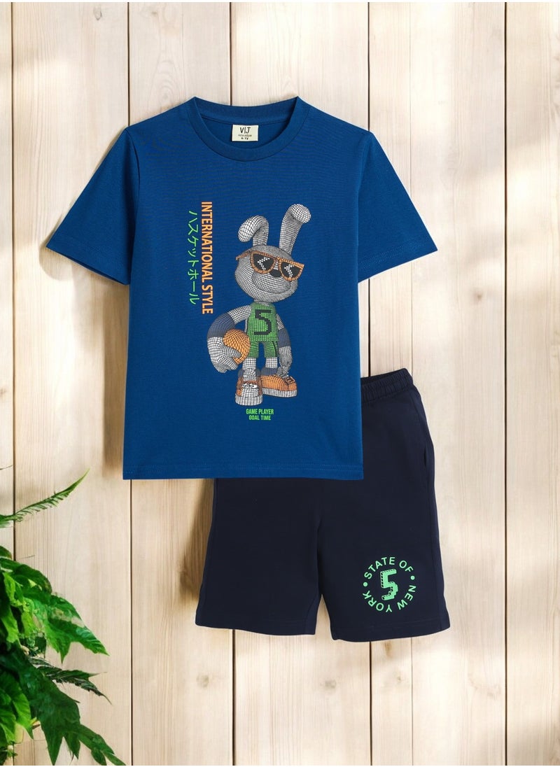 Victor and Jane Jr Boys' 2PC Set – Football Play, Cool Rabbit - Royal Blue