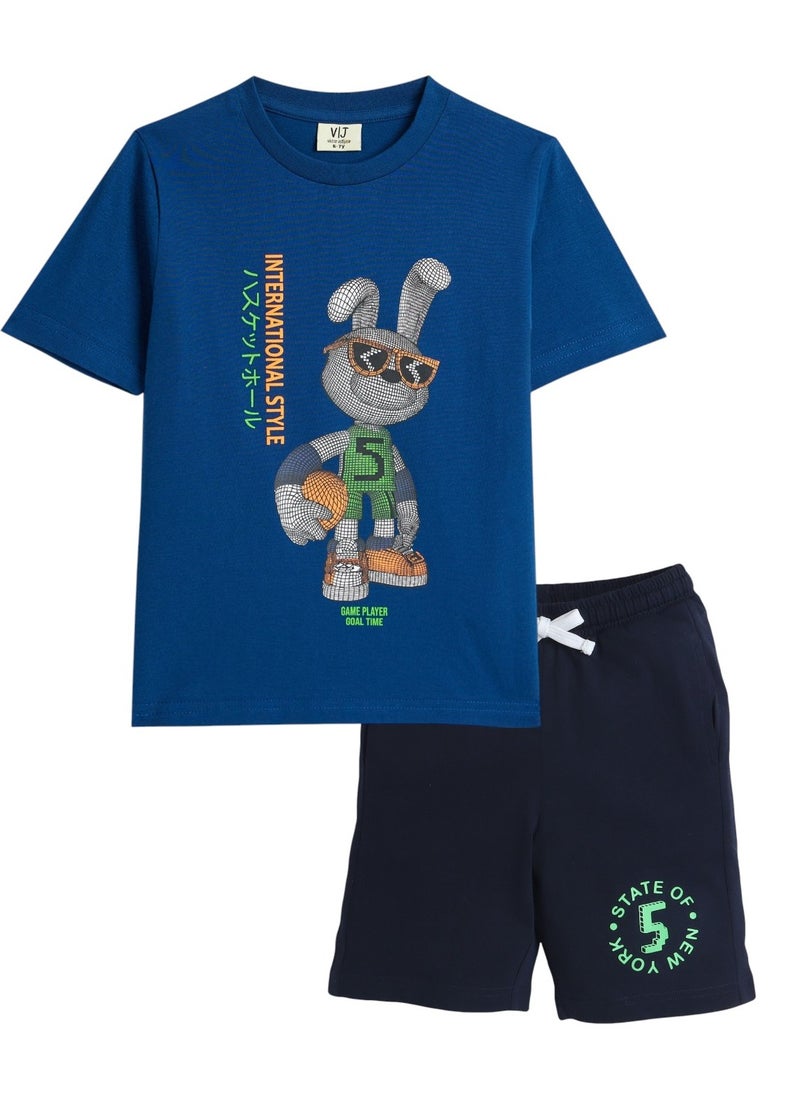 Victor and Jane Jr Boys' 2PC Set – Football Play, Cool Rabbit - Royal Blue