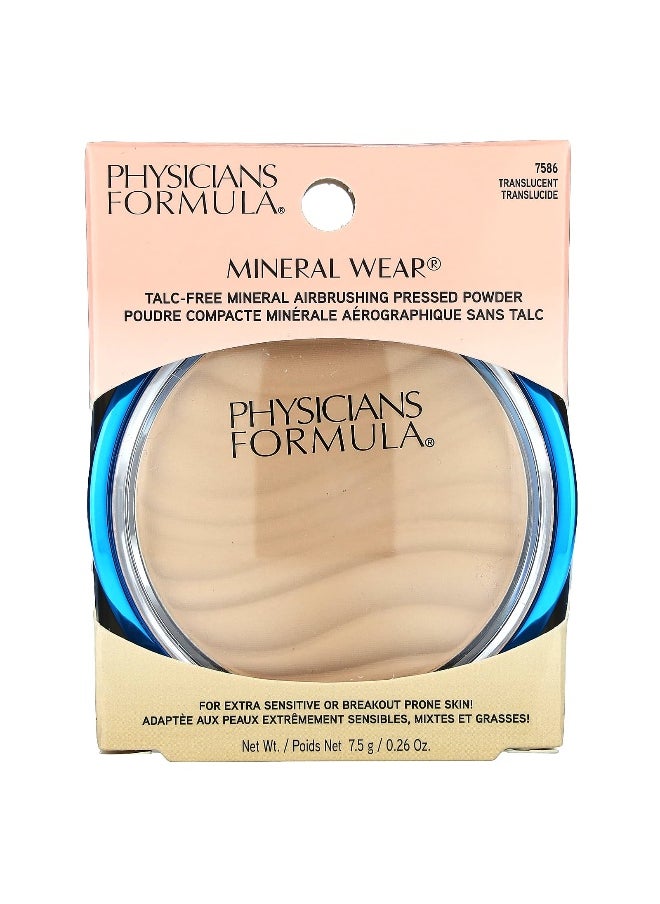 Physicians Formula, Mineral Wear, Talc-Free Mineral Airbrushing Pressed Powder, 7586 Translucent, 0.26 oz (7.5 g)