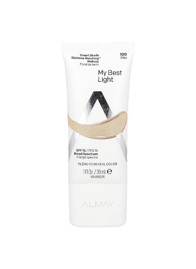 Almay, Smart Shade, Skintone Matching Makeup, SPF 15, 100 My Best Light, 1 fl oz (30 ml)