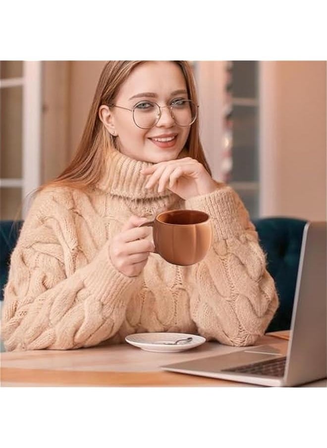 Pumpkin Ceramic Coffee Mug, 450ml Pumpkin Shaped Coffee Cup, Cream Pumpkin Mug, Novelty Pumpkin Fall Mugs, for  Theme Party Supply & Home Decor