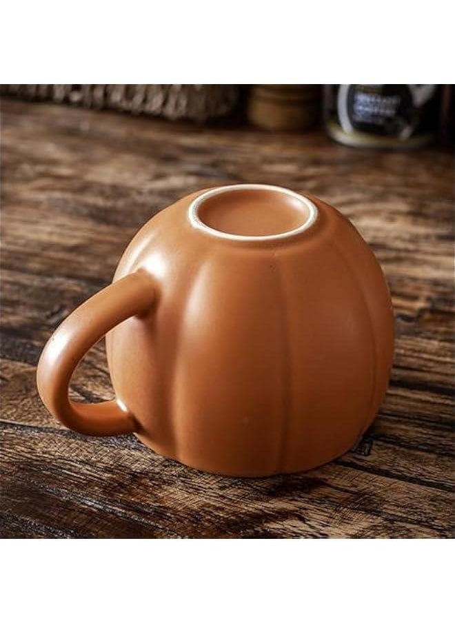 Pumpkin Ceramic Coffee Mug, 450ml Pumpkin Shaped Coffee Cup, Cream Pumpkin Mug, Novelty Pumpkin Fall Mugs, for  Theme Party Supply & Home Decor