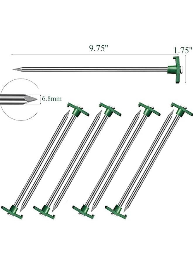20 Pack Tent Stake, 10.25 Inch Galvanized Non-Rust Camping Family Tent Pop Up Ground Anchors for Tents, Canopies, Patio, Garden, Green