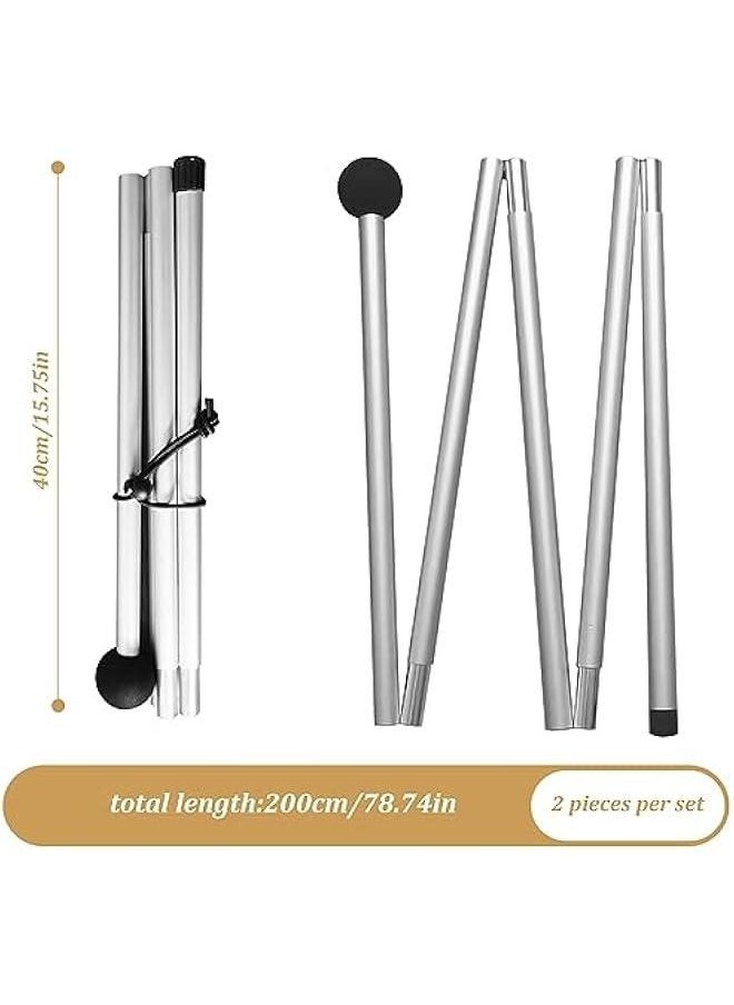 Telescoping Tarp Poles 78.7 Inch Inch Total 10 Sections Tent Pole Aluminum Alloy Adjustable Tarp Poles Non-Slip Lightweight Beach Tent Poles for Camping Hiking