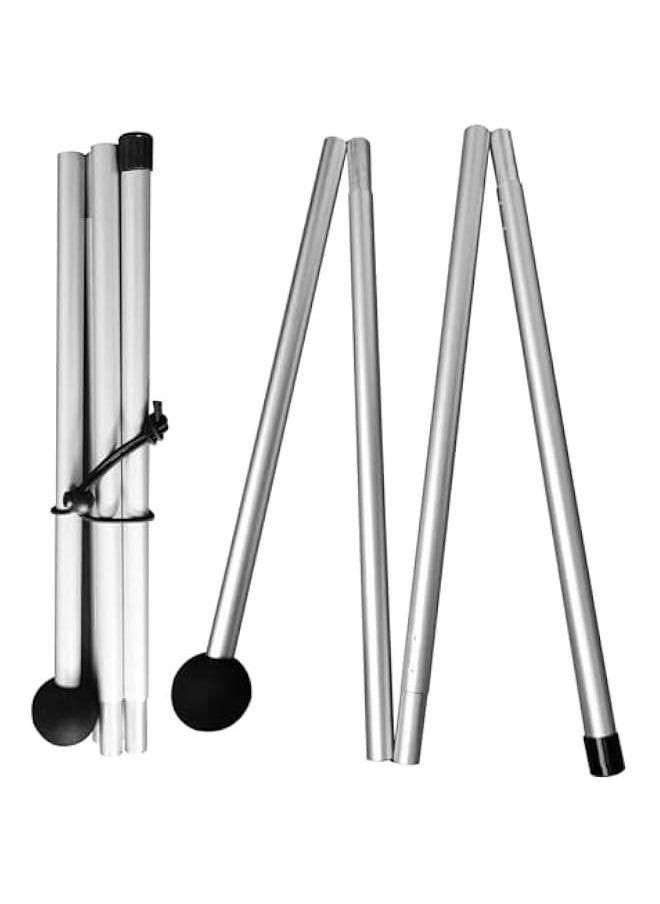 Telescoping Tarp Poles 63 Inch 8 Sections Tent Pole Aluminum Alloy Adjustable Tarp Poles Non-Slip Lightweight Beach Tent Poles for Camping Hiking Outdoor Sport Activities Tent Stakes