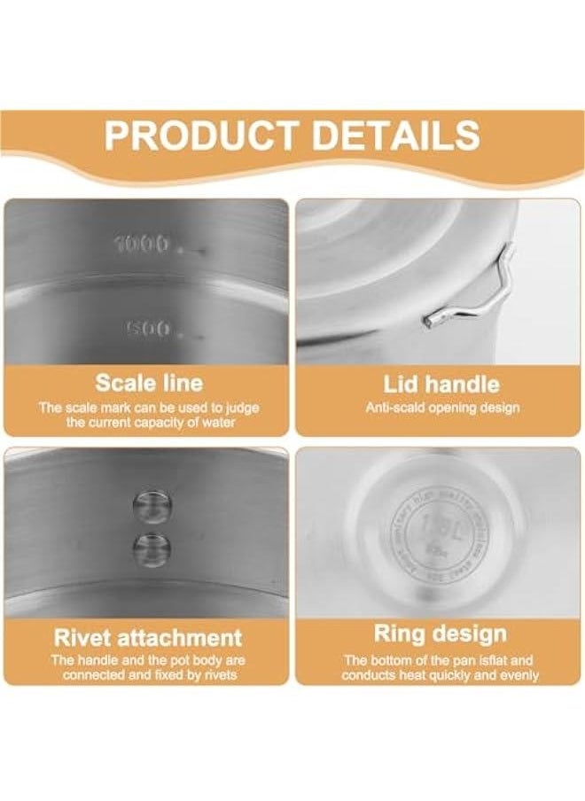 Stainless Steel Camping Cook Pot with Lid and Folding Handle Camping Cookware 1.5L Large Capacity Bento Pot for Camping, Hiking, Picnic